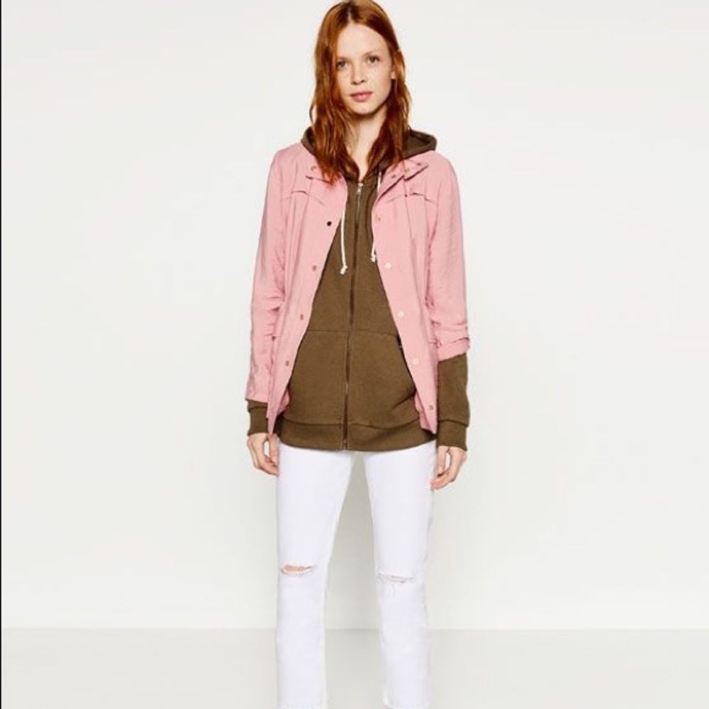 ZARA Rose Safari Style Pink Utility Jacket